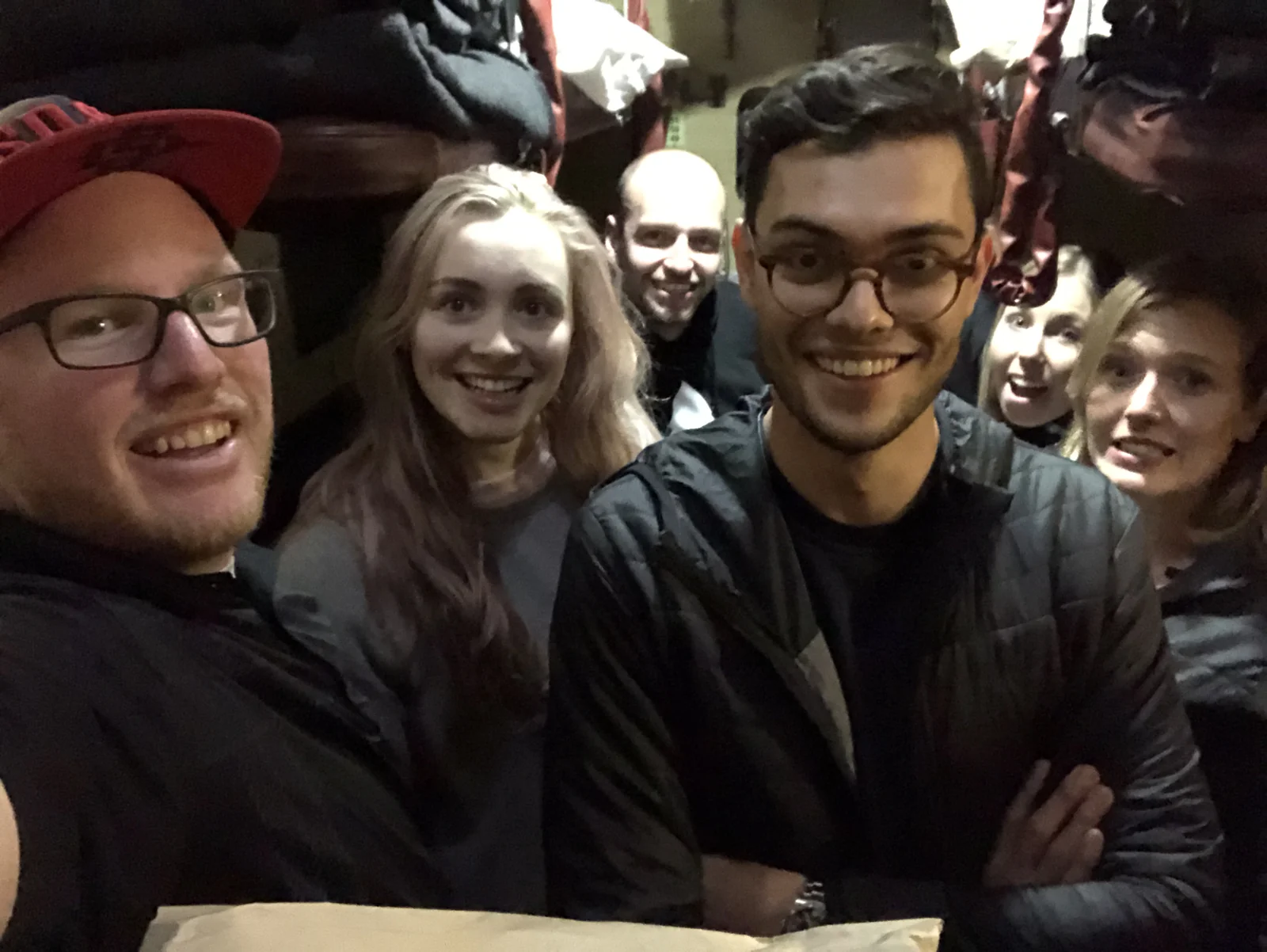 G Adventures group on an overnight train in India