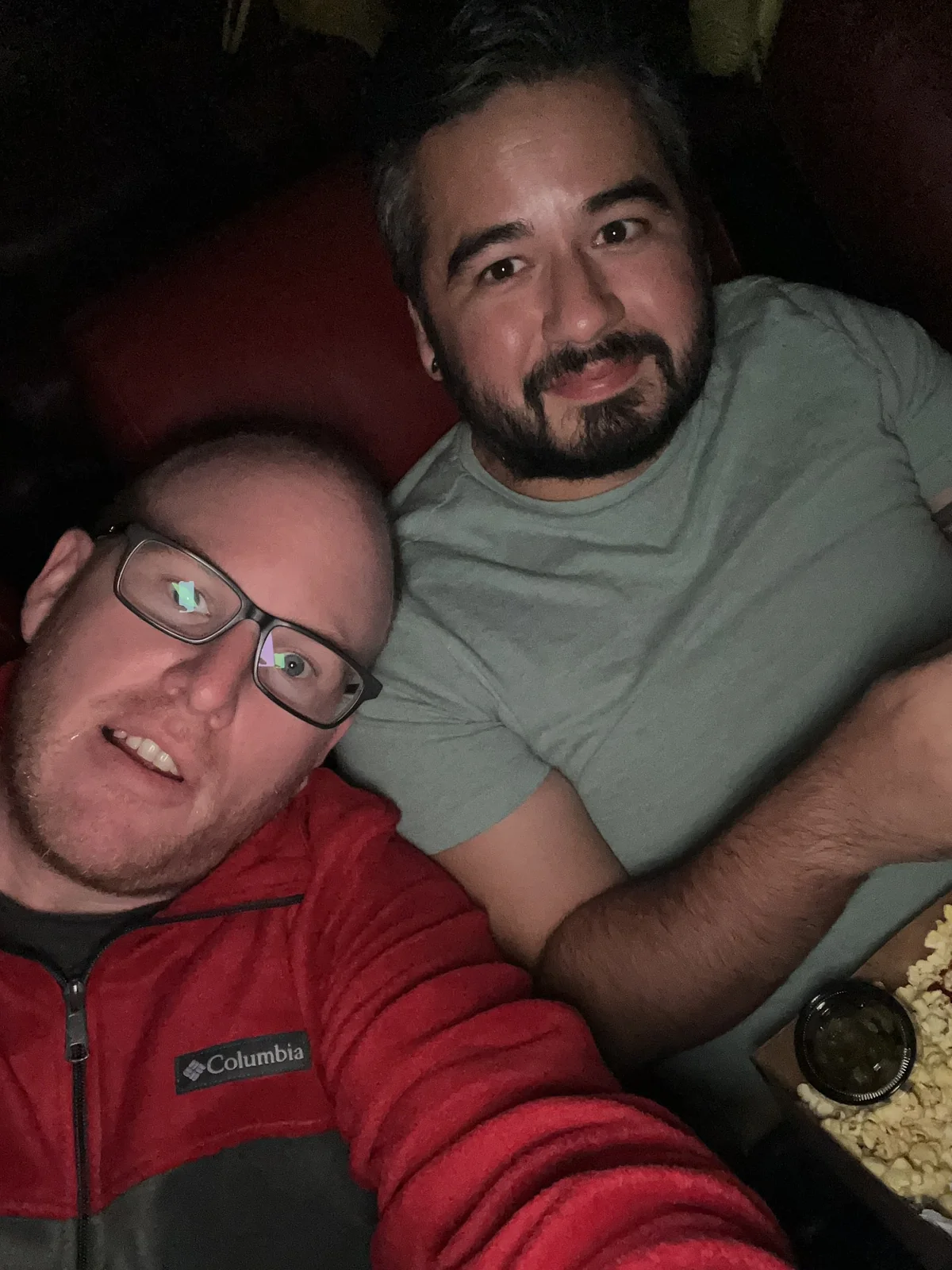 Michael and Bryan at a movie theater in San Diego