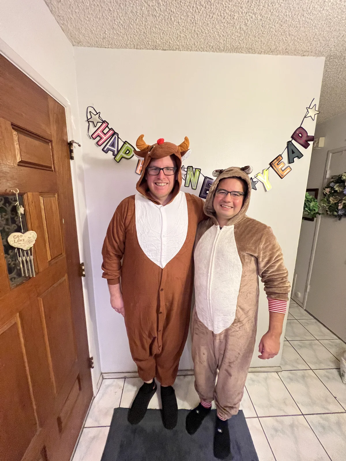 Michael and Bryan posing with reindeer
