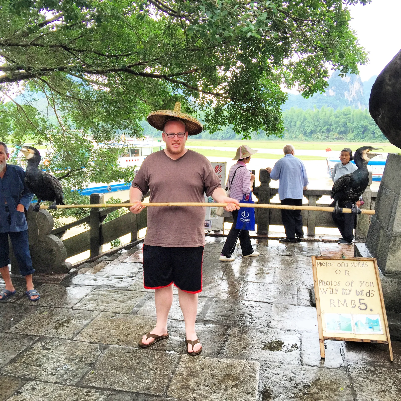 Traditional cormorant fishing on a river in China