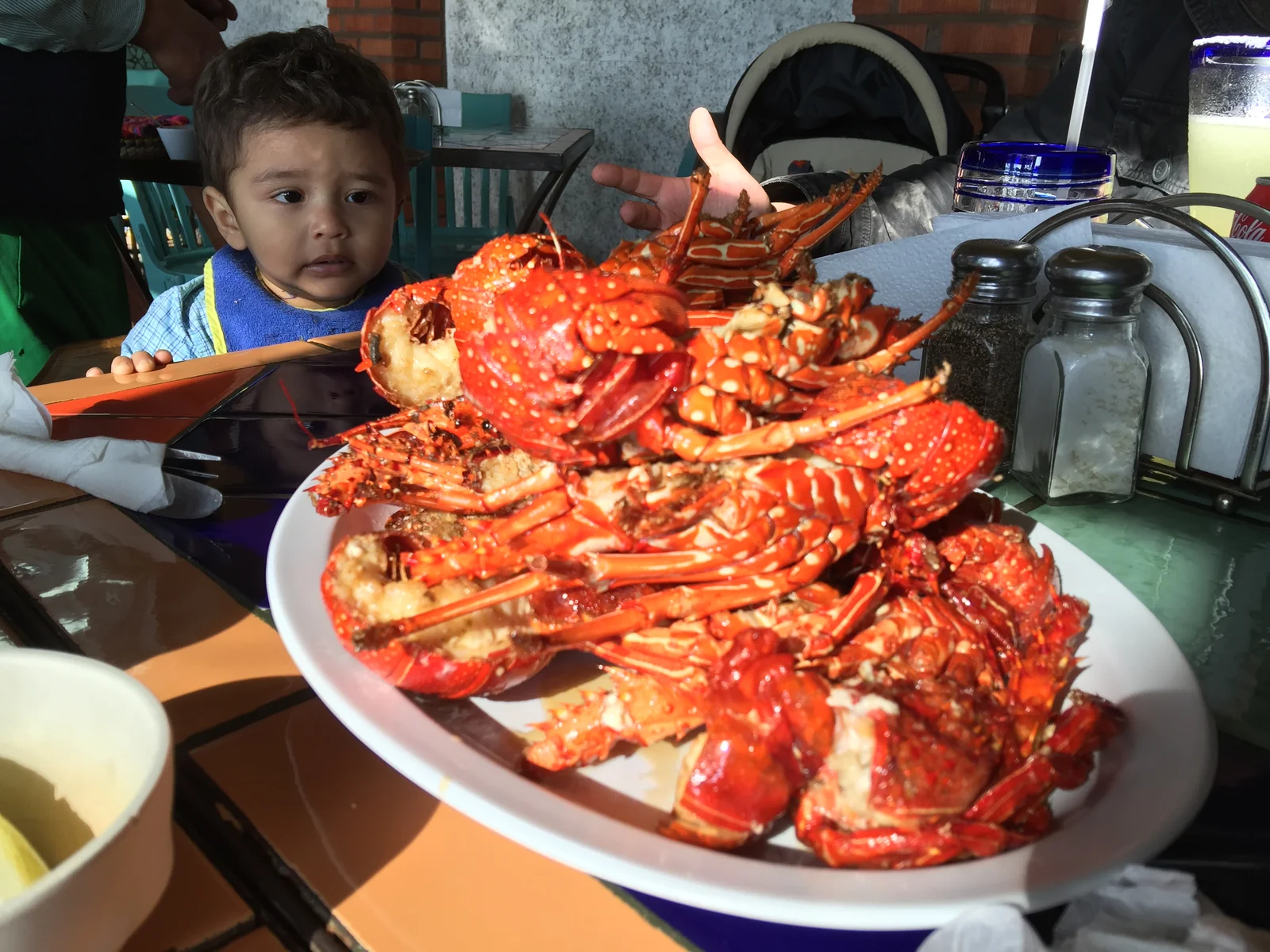 A pile of freshly cooked lobsters at Puerto Nuevo