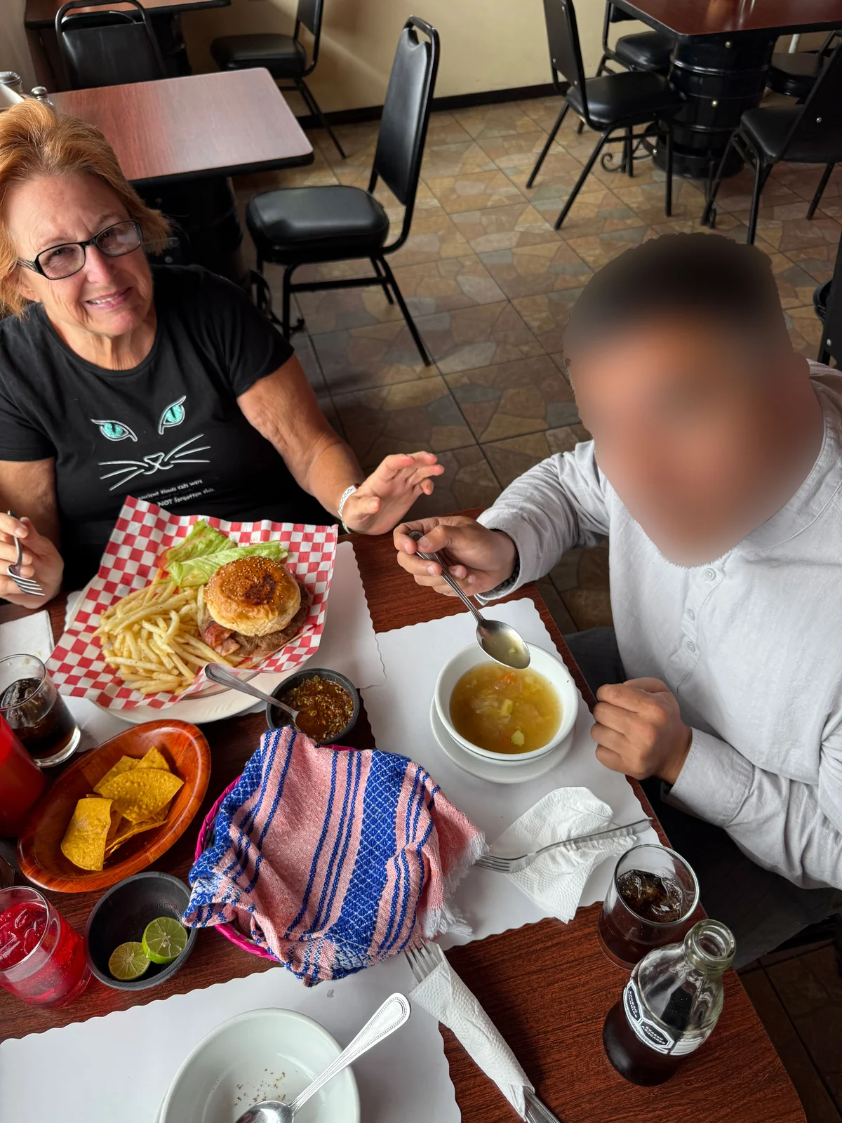 Lunch in Ensenada, the two of them, easy and comfortable